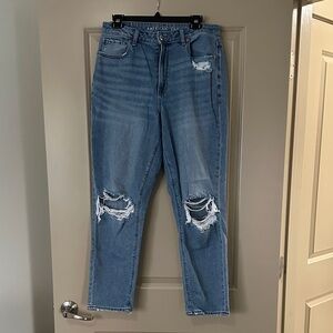 American Eagle Outfitters High Rise Ripped Blue Jeans